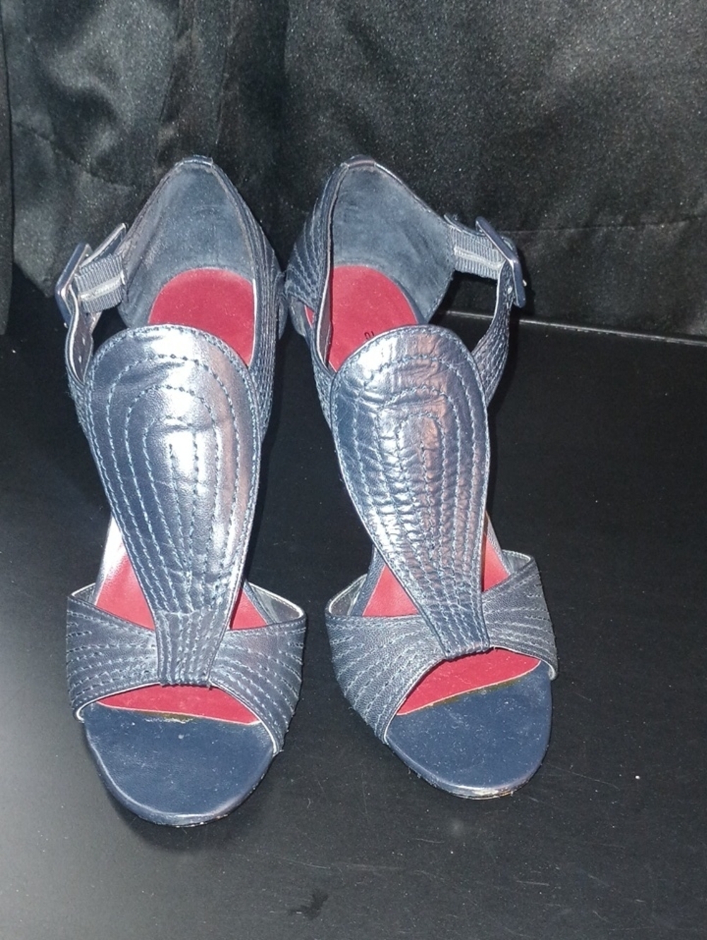 Ann Marino Black Strappy Open-Toe Heels with Red Insole Woman's Size 7m Sexy - Picture 4 of 8